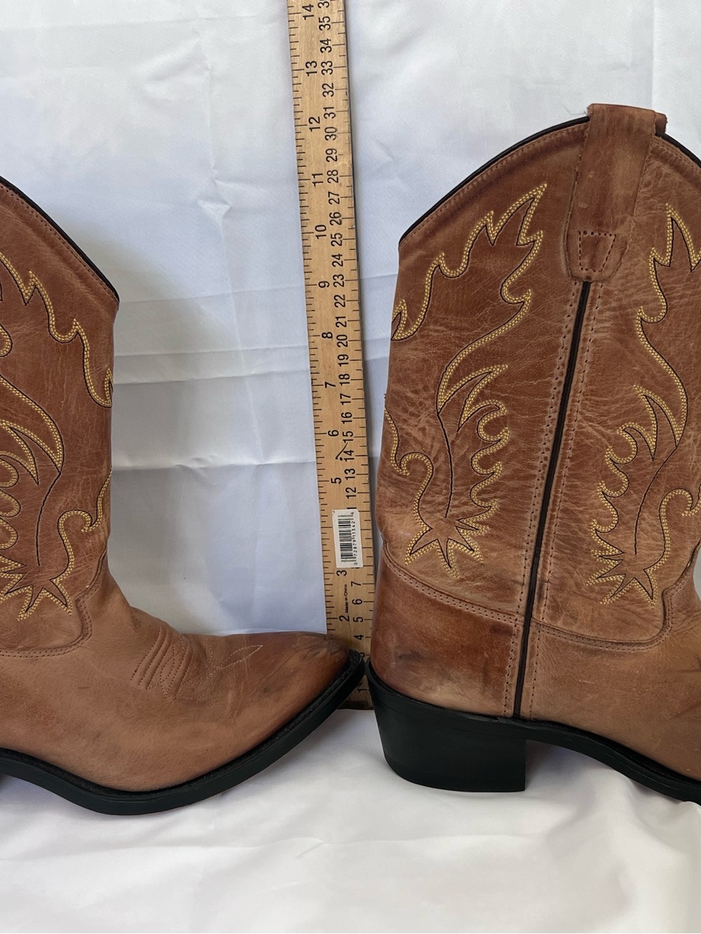 Old West Brown/Tan Leather Kids Western Boots - Picture 10 of 10
